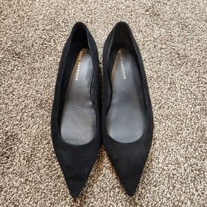 Good American Black Suede Pointed Toe Flat Shoes Size 9